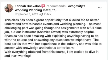 5-star review from wedding planner