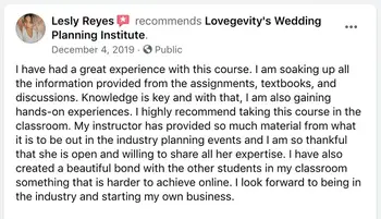 5-star review from wedding planner