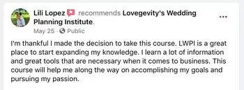 5-star review from wedding planner